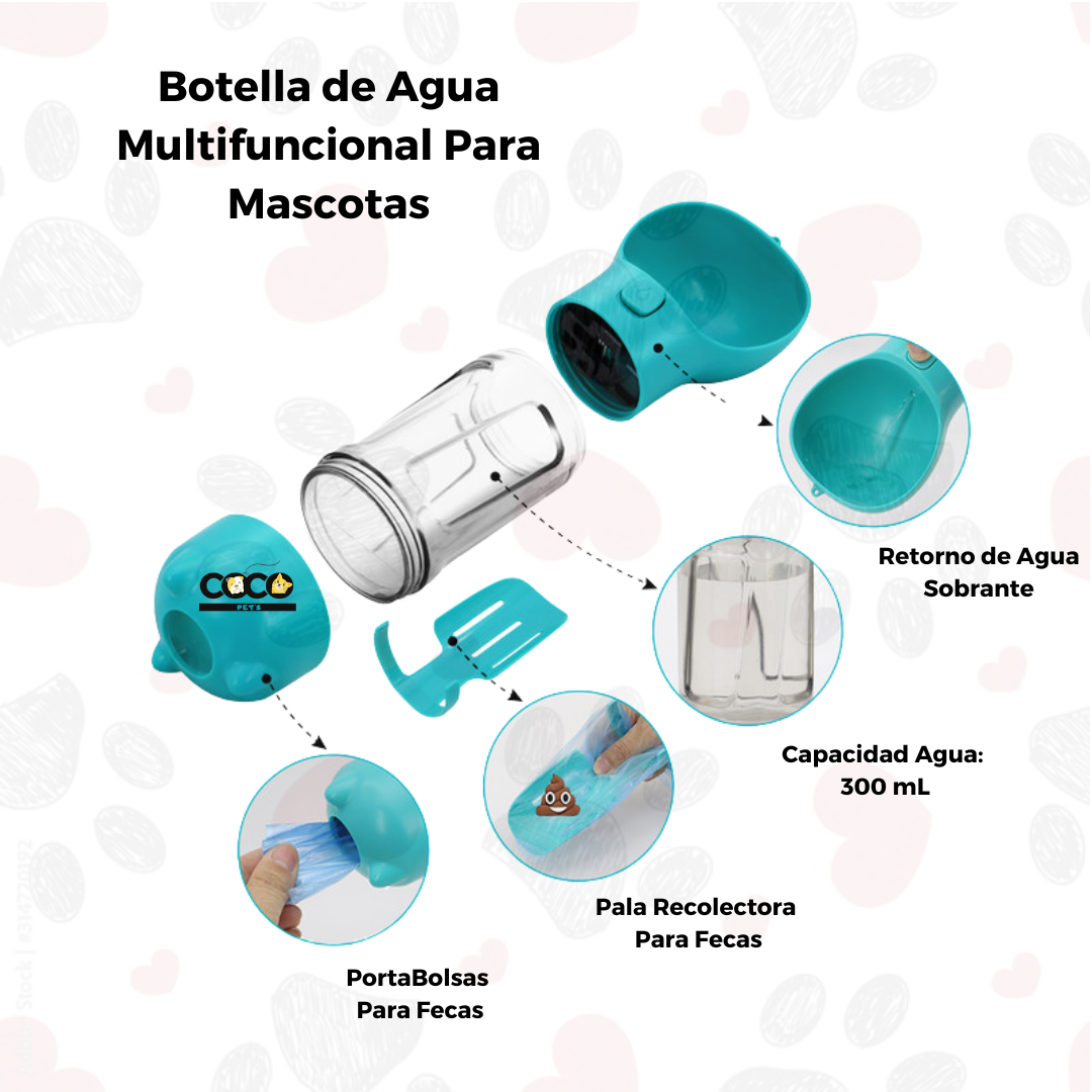 BOTELLA DE AGUA PARA MASCOTAS MULTIFUNCIONAL